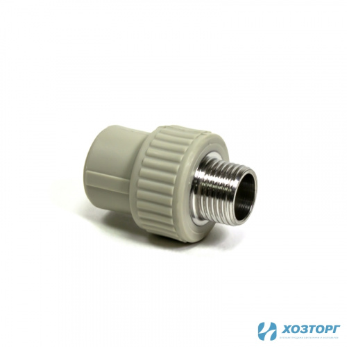 Муфта комбинированная нар.рез. 25х 1/2" WALTON серый (10/280)